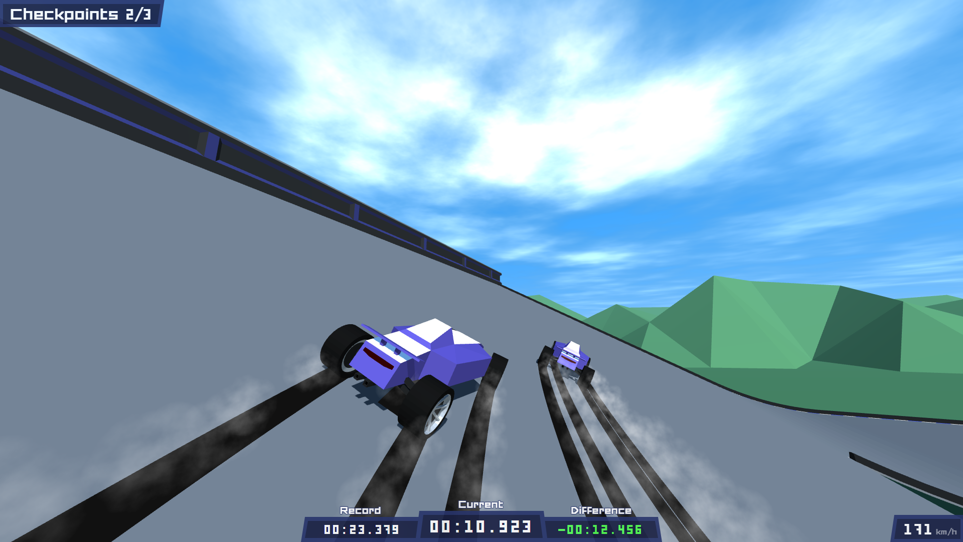 Screenshot of PolyTrack racing gameplay